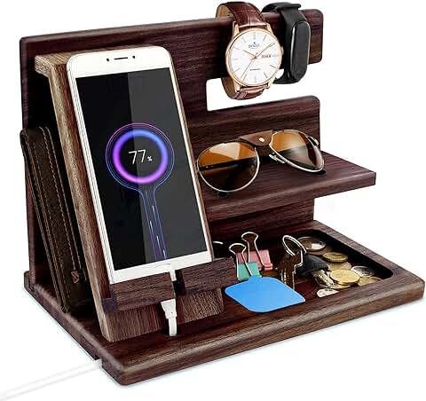 Regalos Originales para Hombre Madera Soporte de Carga para Teléfonos Llaves Carteras Relojes Organizador Regalos San Valentin Hombre Regalo para Papa Regalos dia del Padre Regalos Hombre Cumpleanos  