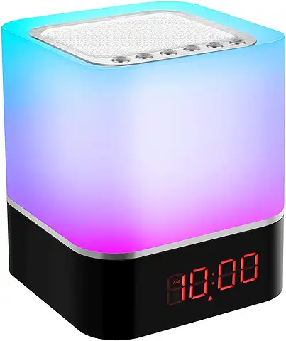 Sayapeiy Luces Nocturna Altavoz Bluetooth, Lámpara de Noche Táctil, Luz Mesita Noche RGB Regulable con Reloj Despertador, Reproductor de MP3, Regalos Navidad para Niños Adolescentes Sayapeiy Luces Nocturna Altavoz Bluetooth, Lámpara de Noche Táctil, Luz Mesita Noche RGB Regulable con Reloj Despertador, Reproductor de MP3, Regalos Navidad para Niños Adolescentes