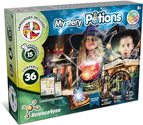 Science4you Pociones Mágicas Misteriosas - Usa el Caldero Mágico y Crea tus Pociones, Juego de Magia para Niños + Kit de Manualidades, Juguete STEM, Regalo para Niños y Niñas 7 8 9 10 11 12+ Años  