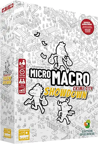 SD GAMES Micro Macro Showdown - Juego Detectives para Resolver Crímenes de la Ciudad Crime City, 120 Cartas con 16 Casos Intrigantes, 1 a 4 Jugadores Recomendado a Partir de 10 Años  