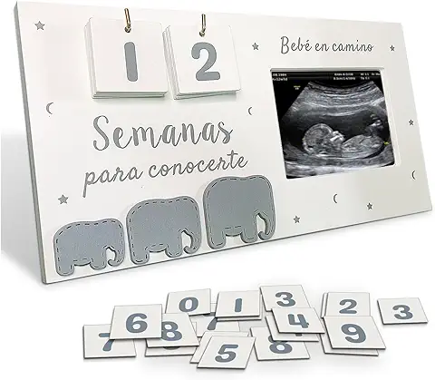 SEMANAS PARA CONOCERTE. Marco Calendario para foto Ecografía Nacimiento Bebé. Regalo Anunciar Embarazo Abuelos, Papá, Futura Mamá, Sorpresa Embarazada, Madre Primeriza  