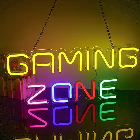 SIGNONME Gaming Zone Señal de Neón Gaming Letreros de Neón Letreros de Neón Coloridos LED para Decoración de Paredes, Iluminados para Juegos Dormitorio, Regalo para Jugadores, Niños Sala de Juego  