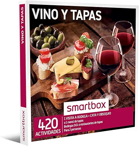 Smartbox - Caja Regalo Vino y Tapas - Idea de Regalo Vino - Visita a Bodega con cata y Obsequio o Menú de Tapas para 2 Personas  