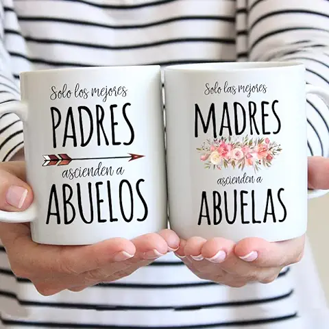 Taza Regalo Abuelos, Anunciar Embarazo Padres, PACK DE 2 TAZAS Abuelos Primerizos, Anuncio Embarazo Sorpresa, Vais a ser Abuelos, Tazas Originales para Regalar, Regalo Abuela, Taza Personalizada  