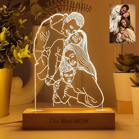 Transparent Gift Lámpara Personalizada con Foto Ilustrada. Regalos Personalizados con Foto. Ideas Regalo Original para Mujer y Hombre. Regalos Originales Familia, Amigos, Pareja. Placa Metacrilato Luz  