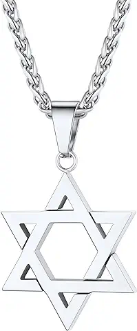 U7 Collar Estrella de David Colgante de Acero Inoxidable 316l para Hombres Mujeres Regalo Cumpleaños Joyería Judía de Protección para Familia  