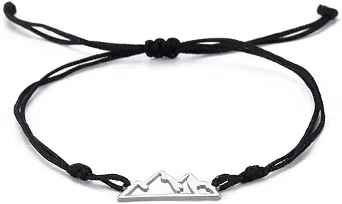 Unift Cordillera de la Montaña de Doble Cuerda Pulsera Para las Mujeres Hombres de Acero Inoxidable Hueco de la Cordillera de Doble capa Pulsera de la Naturaleza Amantes de la Joyería de Regalo  