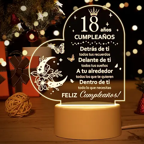 Vetbuosa 18 Años Regalo Chica, Regalos para Chicas de 18 Años, Lámpara de Noche, Regalos Originales para Los 18 Años, 18 Cumpleaños Chica, Cumpleaños 18 Años Chico  