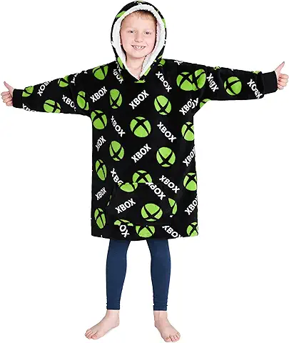 Xbox Sudadera Niños con Capucha de Forro Polar - Talla Única, Sudadera Manta Oversized - Regalos para Gamers - Navidad  