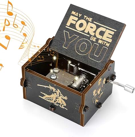 Yideng Madera de la Manivela Caja de Música, Tema de Star Wars Clásica Caja de Música Tallada Antigüedad Musical Box Decoración del Hogar Manualidades para Adultos Niños Cumpleaños de la Navidad  