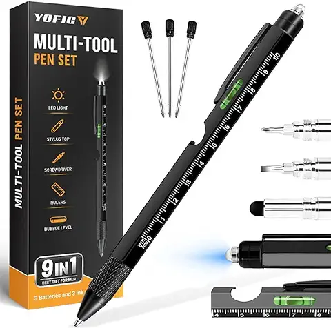 YOFIG San Valentin Regalos Hombre, Regalos Originales para Hombre, Boligrafo Multifuncion 9 en 1 Regalos para Hombre, Gadgets Tecnologicos Regalo Hombre, Regalo San Valentin, Regalo Dia Del Padre  