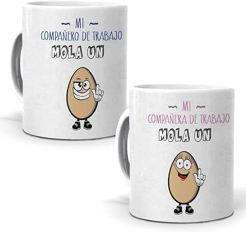 2 Tazas. Mi Compañero de Trabajo Mola un Huevo y mi Compañera de Trabajo Mola un Huevo - 350 ml. 2 Tazas. Mi Compañero de Trabajo Mola un Huevo y mi Compañera de Trabajo Mola un Huevo - 350 ml.