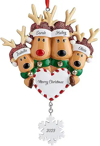 Adornos Navideños Personalizados con Nombre 2023 Familia de 2-6 Ciervos Adorno Navideño Personalizado con Texto Adornos Familiares Personalizados para Regalos de Decoración del árbol de Navidad Adornos Navideños Personalizados con Nombre 2023 Familia de 2-6 Ciervos Adorno Navideño Personalizado con Texto Adornos Familiares Personalizados para Regalos de Decoración del árbol de Navidad