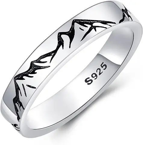 Anillos de ola de Montaña de Plata de ley, Anillos de ola de Montaña, Joyería de Océano Natural, Regalo para Mujeres, Hombres y Amantes de la Naturaleza Anillos de ola de Montaña de Plata de ley, Anillos de ola de Montaña, Joyería de Océano Natural, Regalo para Mujeres, Hombres y Amantes de la Naturaleza