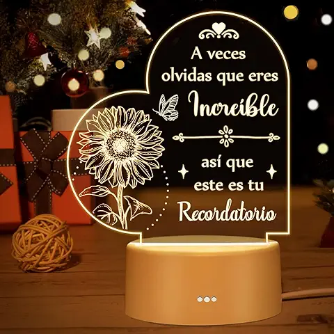 Aonveki Regalos Originales para Mujer, Regalos Cumpleaños para Amigas Mujer Hermana Profesora, Regalo Navidad para Mujer Amiga, Luz Nocturna Acrílica Grabada  