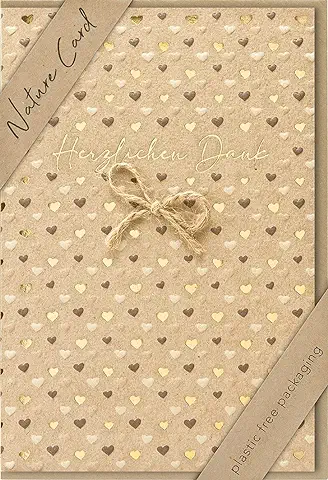 BSB - Tarjeta de Agradecimiento con Diseño de Corazón - Tarjeta de Naturaleza - Tarjetas de Felicitación Sostenibles - Tarjetas con Sobre - Regalo para Mejor Amigo o Novio - Tarjeta de amor y Amistad  