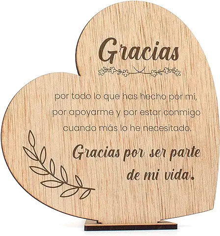 CONTRAXT Tarjeta de Agradecimiento en Madera. Regalos Originales para Amigos Especiales, Cumpleaños, Despedida, Hombre Mujer (Gracias)  
