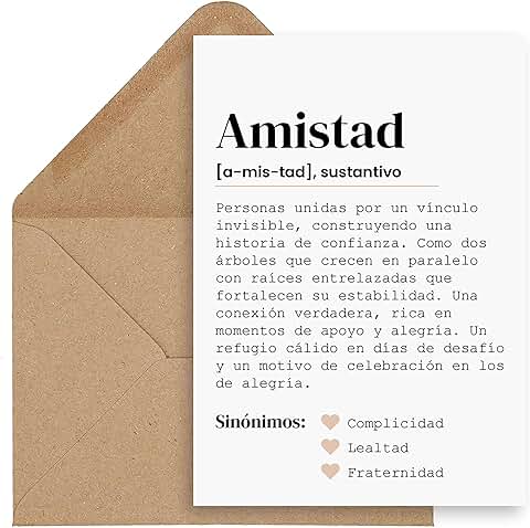 CONTRAXT Tarjeta Regalo Original Amiga o Amigo. Regalos Originales Tarjeta Postal Definicion de Amistad Regalo Detalles Cumpleaños Amiga Amigo Hombre Mujer Compañera (Amistad)  
