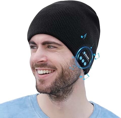 COTOP Gorro Bluetooth 5.0, Regalos Originales para Hombres Mujeres, Cálido y Suave Gorro de Invierno con Música y Auriculares Inalámbricos Estéreo HD para Deportes al Aire Libre  