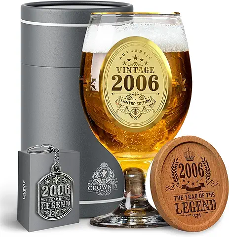CROWNLY CRYSTAL® 18 Cumpleaños Copas De Cerveza 2006 Decoracion 18 Cumpleaños Regalos Originales Para Hombre Regalos Originales Para Hombre Joven Cumpleaños 18 Años Chico Regalos Hombre  