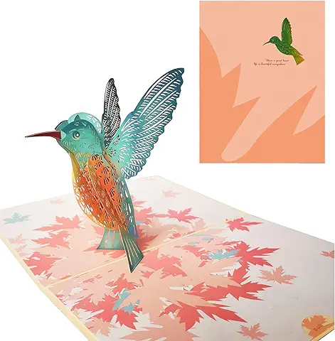 DEESOSPRO® Tarjeta de Cumpleaños Regalo para Familiares, Amigos y Amantes Especial, Tarjeta de Felicitación Emergente 3D, Colibrí  