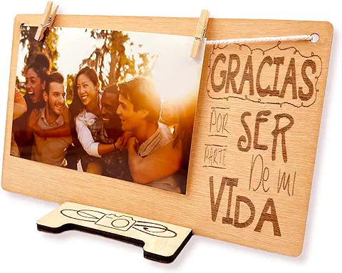 DIGIDU | Marco de Fotos con Pinzas, Regalos para Amigas, Regalo San Valentin, Regalo Madre Cumpleaños, Regalos Originales, Regalo Original para Amigo, Portafotos con Pinzas (Gracias)  