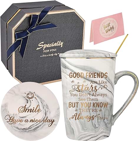 DONGSHANGIFT Regalos de Cumpleaños para Mejores Amigas para Mujeres-Buenos Amigos son como Estrellas Taza-Regalos de Amistad para Mujeres Taza de Café de Mármol de Cerámica Caja de Regalos 420ML gris DONGSHANGIFT Regalos de Cumpleaños para Mejores Amigas para Mujeres-Buenos Amigos son como Estrellas Taza-Regalos de Amistad para Mujeres Taza de Café de Mármol de Cerámica Caja de Regalos 420ML gris