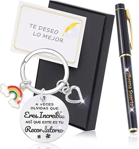 Echehi Regalos Originales Para Mujer y Hombre, con Llavero Originale, Pluma de la Suerte, Tarjeta y Caja de Regalo, Regalo Inspirador Motivación Para Familiar Colega Amigos Profesores Estudiantes  