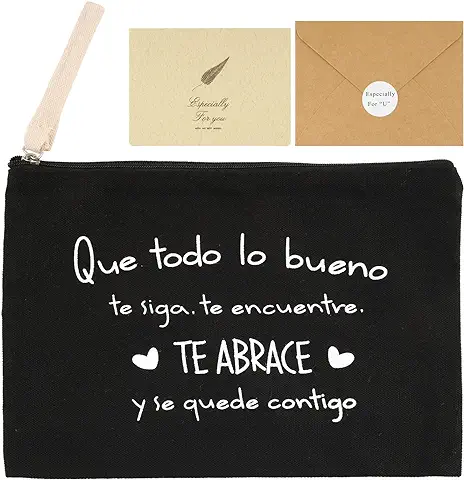 GEBETTER Kit Regalo Mujer 1*Bolso Neceser + 1*Tarjeta + 1*sobre Kraft, Frase Motivadora Cartera Mano Estuche Maquillaje Cosmético Viaje Multiuso Navidad Cumpleaños Lona 23x16 cm (Negro) GEBETTER Kit Regalo Mujer 1*Bolso Neceser + 1*Tarjeta + 1*sobre Kraft, Frase Motivadora Cartera Mano Estuche Maquillaje Cosmético Viaje Multiuso Navidad Cumpleaños Lona 23x16 cm (Negro)