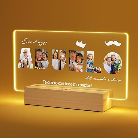 Giftove Regalos Personalizados para Abuelo - Luces Nocturnas - Marcos de Fotos - Ideas Regalos Originales de Cumpleaños  