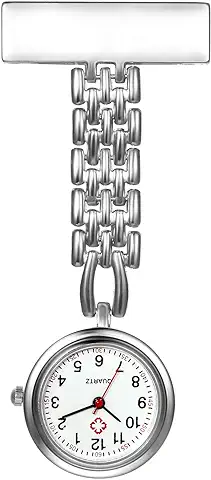 LANCARDO Reloj de Bolsillo Médico Colgante Metal Prendedor Broche Cuarzo Original con Clip Uniforme Paramédico Regalo Gracias Doctor Enfermera Mujer Niña – 5PCS, Plata  