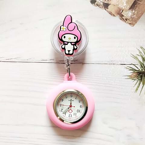 LLRR Reloj de Enfermera Resistente,Reloj de Pecho de Reloj de Mujer de Dibujos Animados, Examen de Estudiante de Bolsillo Retráctil Watch-53,Paramédico Regalo Reloj  