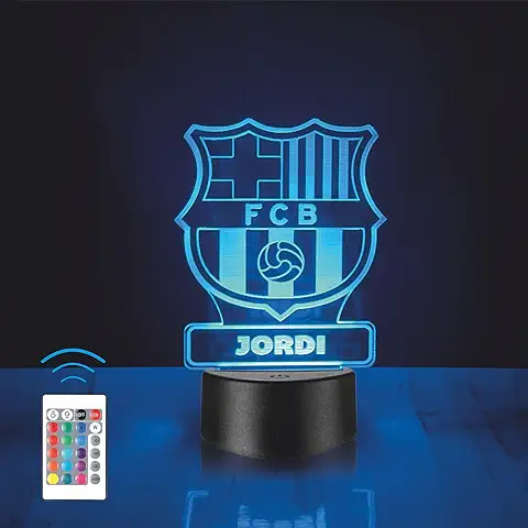 Lámpara Personalizada Equipos Fútbol. Regalos Originales Cumpleaños Infantiles.Regalos para Hombres, Día del Padre. Diseño Escudo Real Madrid de Metacrilato (FC Barcelona)  