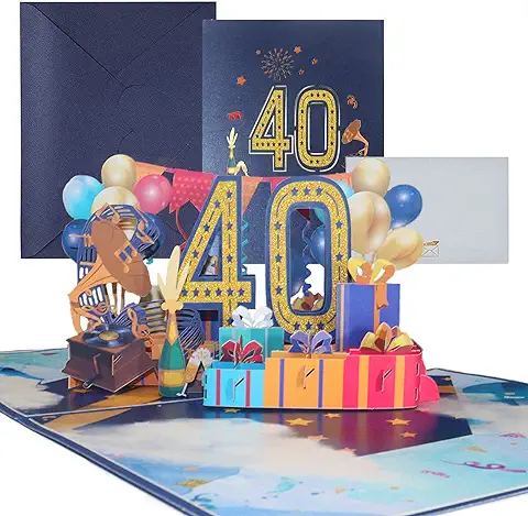 LUBOXIN Tarjeta Felicitacion Cumpleaños 40 Años, Tarjeta de Cumpleaños Emergente 3D, Tarjeta de Felicitación con Sobre, Un Regalo de Cumpleaños Especial para Familiares, Amigos, Hombres y Mujeres LUBOXIN Tarjeta Felicitacion Cumpleaños 40 Años, Tarjeta de Cumpleaños Emergente 3D, Tarjeta de Felicitación con Sobre, Un Regalo de Cumpleaños Especial para Familiares, Amigos, Hombres y Mujeres