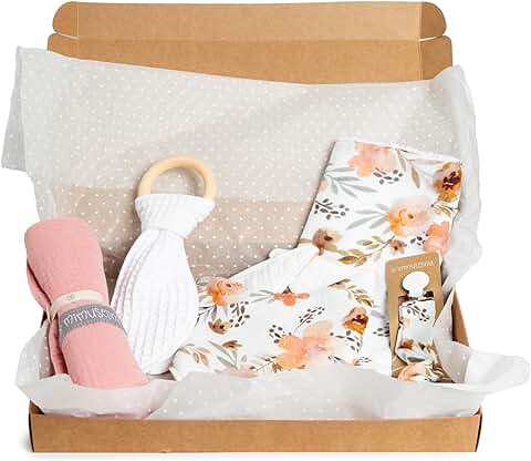 MIMUSELINA Regalo Bebe Recien Nacido - Pack Bebe con Regalos para Recien Nacidos - Regalos Bebes Recien Nacidos Originales Niña o Niño - Disponible en Diferentes Tamaños (Compacto, Rosa)  