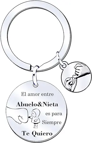 MNBVBV Abuela Abuelo Llavero Mujeres HombresEl Amor Entre Abuela/Abuelo&Nieta/Nieto es para Siempre Te Quiero Colgante con Grabado Regalo Familiar  