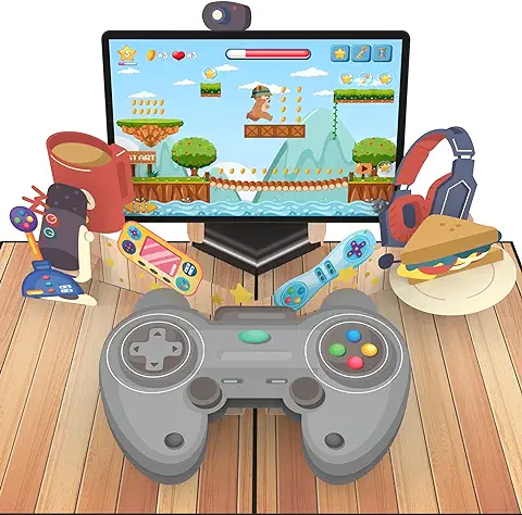 MOKIO® Vale Regalo Pop-Up – Gamepad, Consola de Juegos y Pantalla – Tarjeta Regalo 3D para Cumpleaños, como Cheque Regalo o Regalo de Dinero, Gaming Tarjeta de Felicitación Emergente con Sobre  