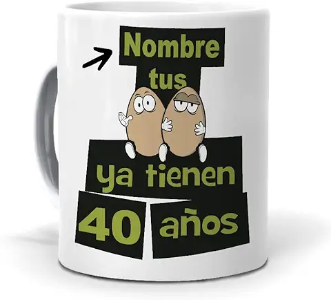 Mundohuevo Taza Personalizada con Texto. Regalo Original. Nombre… Tus Huevos ya Tienen 40 Años. Haz Mundohuevo Taza Personalizada con Texto. Regalo Original. Nombre… Tus Huevos ya Tienen 40 Años. Haz