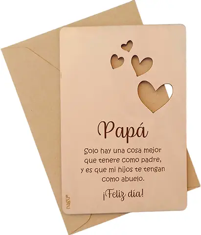Nagu® ES- Regalo Original para Abuelo. 10 x 15 cm, Tarjeta Fabricada en Madera de Bosques Sostenibles, Regalos Originales para Hombre, Abuelo Regalo Original  