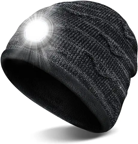 Navidad Regalos Originales Para Hombre Gorro Con Luz Led , Regalo Amigo Invisible Recargable Por USB Gorro Invierno, Regalos Para Mujer Gorro Lana Lavable, Deportes Al Aire Libre Regalos Para Padres  