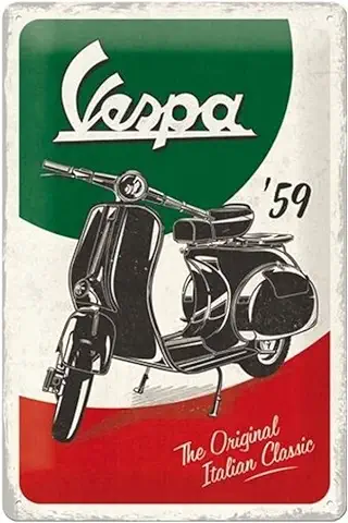 Nostalgic-Art Cartel de Chapa Retro Vespa – The Italian Classic – Idea de Regalo para los Fans de Las Scooters, Metálico, Diseño Vintage, 20 x 30 cm  