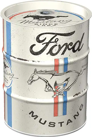 Nostalgic-Art Hucha Retro de 600 ml, Ford Mustang – Horse & Stripes Logo – Idea de Regalo para los Fans de los Accesorios de Ford, Hucha de Metal, Hucha Vintage de Metal  