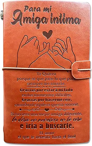 OMNIQI Regalo Amiga, Idea Regalo Amigo Invisible, Regalo Amiga Cumpleaños, Regalo Mejor Amiga, Regalos de Navidad para el Mejor Amiga, Cuaderno de Cuero(A5, Tapa de Cuero PU)  