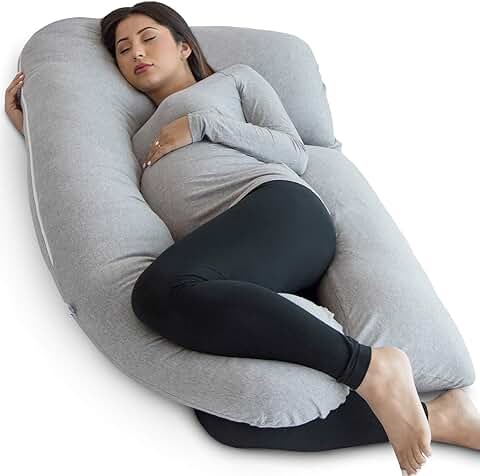 Pharmedoc Almohada para Embarazadas, Almohada de Cuerpo Entero en Forma de U Gris y Soporte para la Maternidad - Soporte para la Espalda, Caderas, Piernas y Vientre para Mujeres Embarazadas  