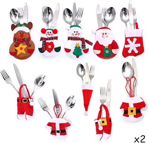 Qipuneky 20 Piezas Porta Cubiertos Navidad, Bolsita para Cubiertos de Navidad Papa Noel Muñeco de Nieve Alces Adornos Navideños, para Decoración Navidad Cena Mesa Regalo Fiesta de Navidad Qipuneky 20 Piezas Porta Cubiertos Navidad, Bolsita para Cubiertos de Navidad Papa Noel Muñeco de Nieve Alces Adornos Navideños, para Decoración Navidad Cena Mesa Regalo Fiesta de Navidad