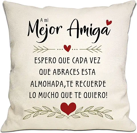 Regalo de Mejor Amiga Espero Que Cada Vez Que Abraces Esta Almohada te Recuerde lo Mucho Que te Quiero Funda de Cojín para Regalo de Mejor Amiga Cumpleaños Graduación Navidad Amistad(Mejor Amiga)  
