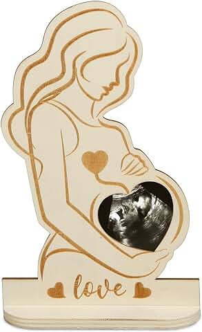 SUNYOK Marco de Fotos Ecografía para Sonograma, para Ecografía de Bebé Portarretrato de Madera Imagen Ultrasónica Bebé Regalo Mamá Embarazada Día de la Madre Cuadro Ultrasonido  
