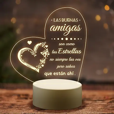 Welsky Led Light (-1) Luz Nocturna Acrílica Grabada, Regalo Original Mujer Amiga Hermana Cumpleaños Navidad San Valentin  