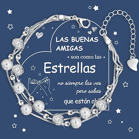 YELUWA 3 En 1 Pulsera De Plata 925 para Mujer, Regalo Amiga, Regalo Cumpleaño Amiga, Regalo Mujer Amiga Hermana Cumpleaño Navidad San Valentin Pulsera Amiga Regalo Amiga Regalo para Amiga Regalo Amiga  