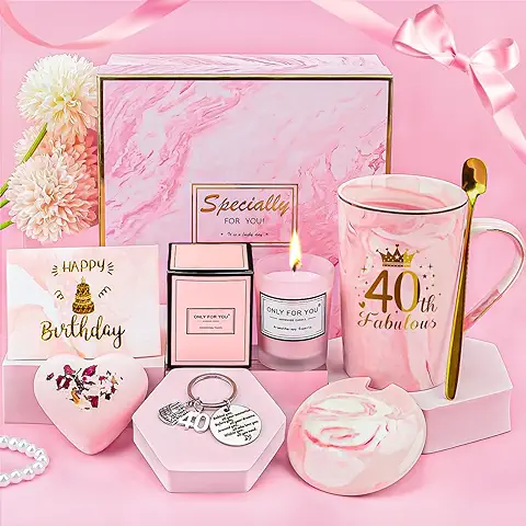 YYDSXK Regalo Cumpleaños Mujer 40 Años, Rosa Taza de Café Set Regalo de Cumpleaños para Mujer, Cumpleaños Regalos Originales para Amigas, Hermanas, Madres YYDSXK Regalo Cumpleaños Mujer 40 Años, Rosa Taza de Café Set Regalo de Cumpleaños para Mujer, Cumpleaños Regalos Originales para Amigas, Hermanas, Madres